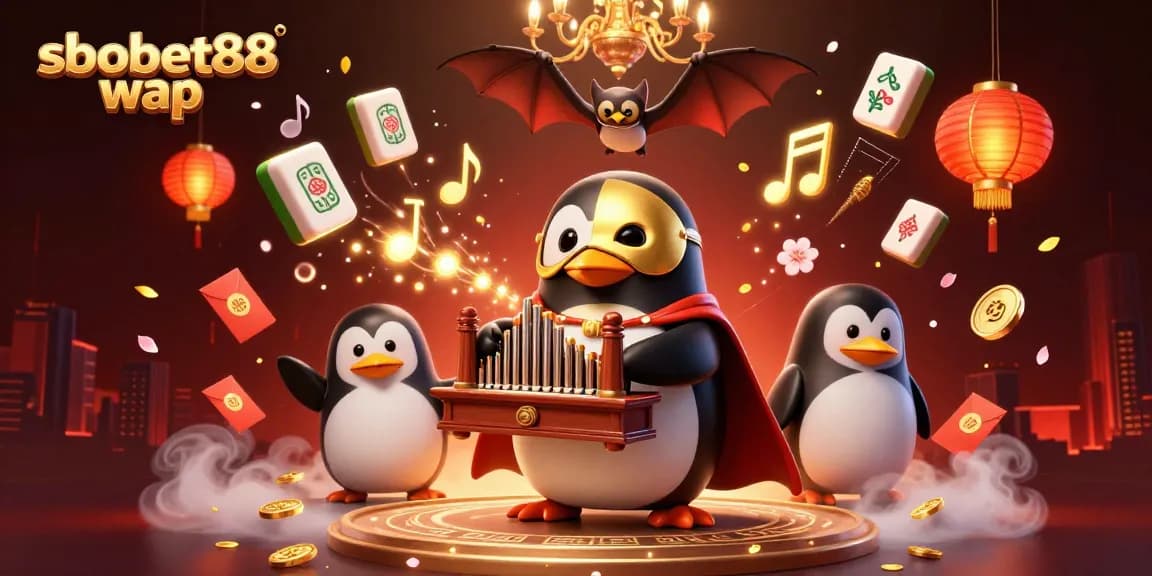 Experience sbobet88 wap's exciting gaming with a 3D casino scene featuring vibrant characters and elements.