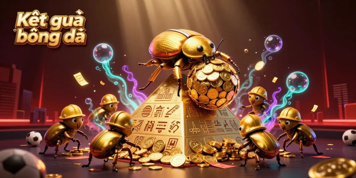 Kết quả bóng đá scene featuring animated characters with sports elements, showcasing rich gambling action.
