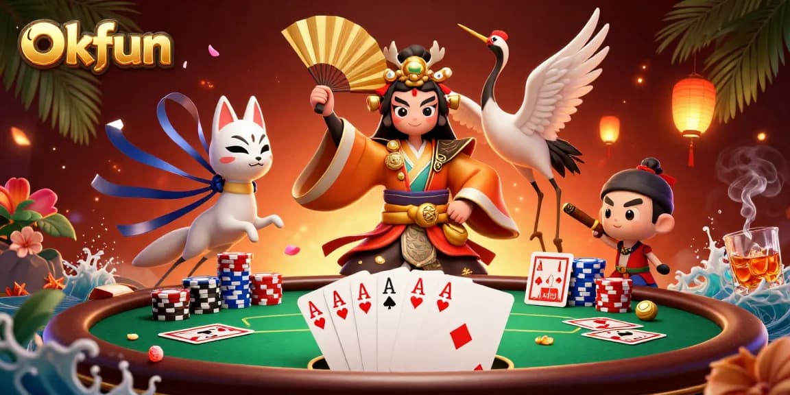 Okfun features a thrilling poker scene with vibrant imagery and captivating characters.