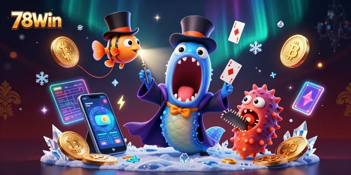 Experience thrilling entertainment at 78Win with a vibrant scene featuring magical sea creatures performing exciting tricks.