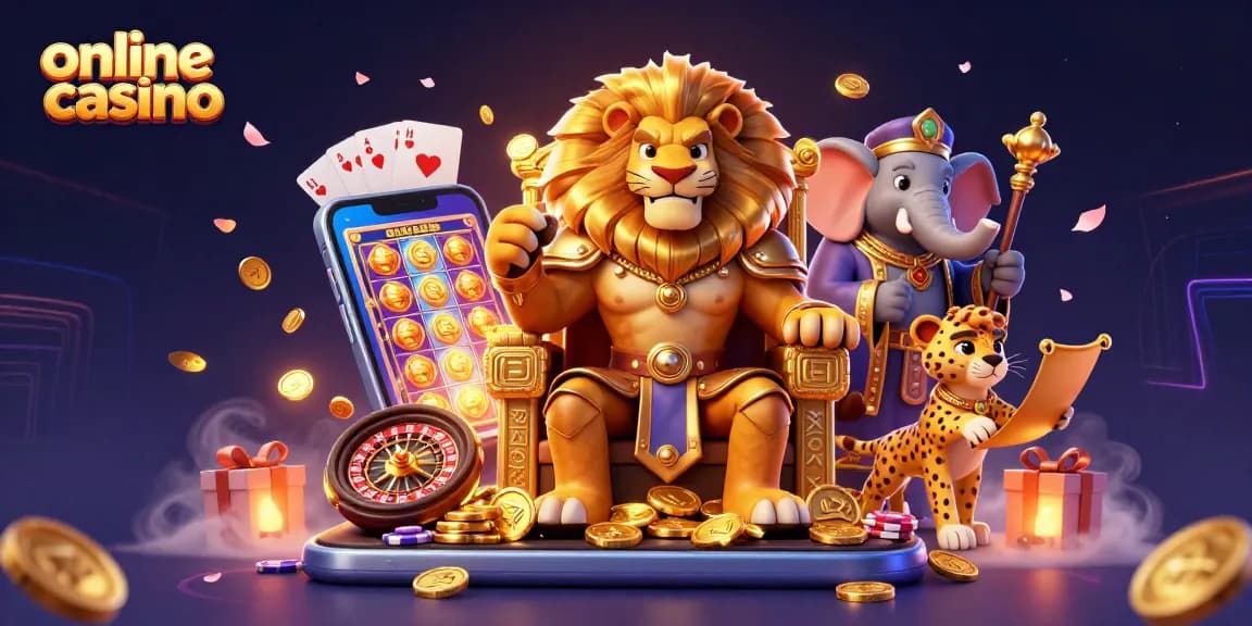 Experience the thrill of online casino gameplay with vibrant 3D characters and dynamic casino elements.
