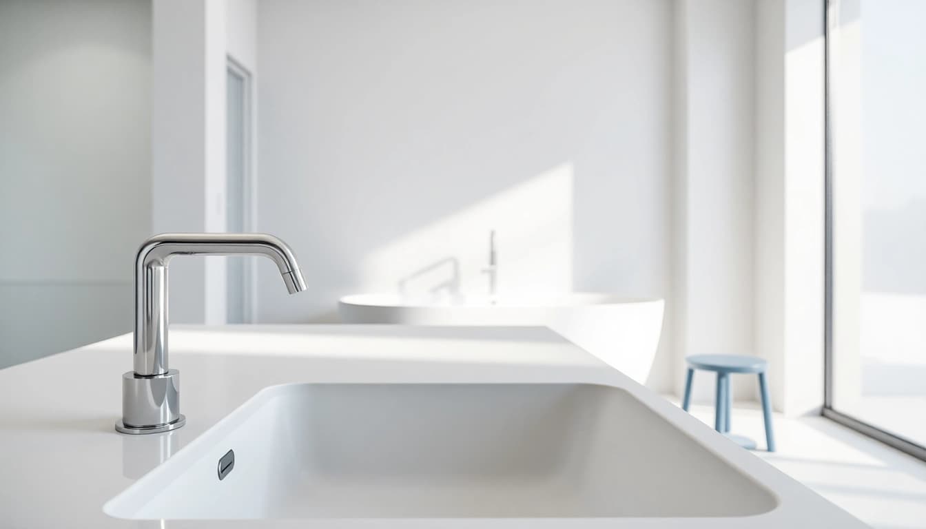Sonni sanitär Produkte in einem modernen Badezimmer mit eleganter Ausstattung und beruhigender Atmosphäre.