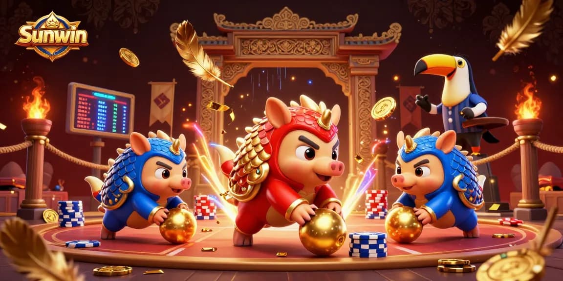 Experience the thrill of Sunwin casino games with dynamic pangolins and vibrant gambling elements.