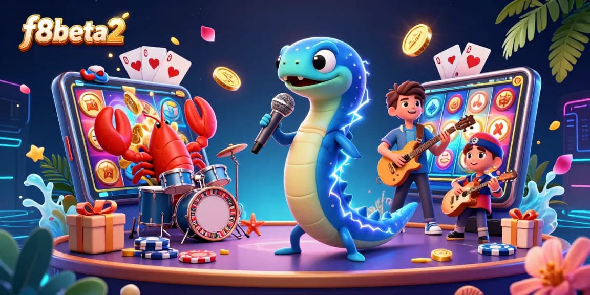 Experience the thrill of gaming with f8beta2's underwater casino illustration featuring vibrant characters and dynamic elements.