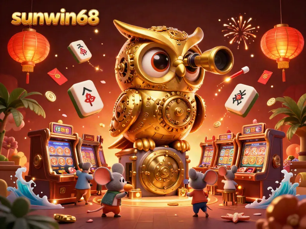 Experience thrilling gameplay with sunwin68 in a vibrant, fantasy casino scene showcasing a majestic owl and dynamic game elements.