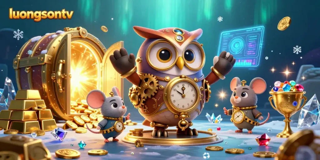 Experience thrilling live betting with LuongsonTV's captivating 3D casino illustration showcasing excitement and adventure.