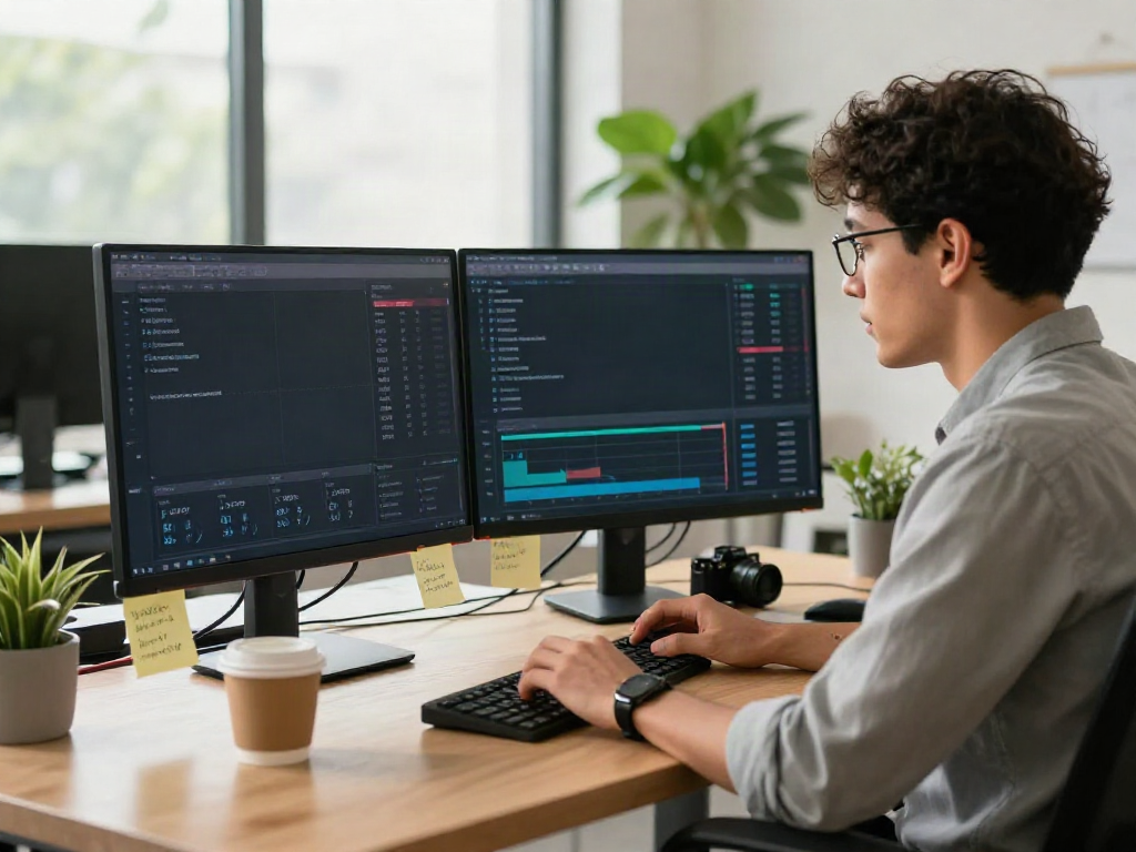 Marketer analyzing instant indexing data in a dynamic workspace.