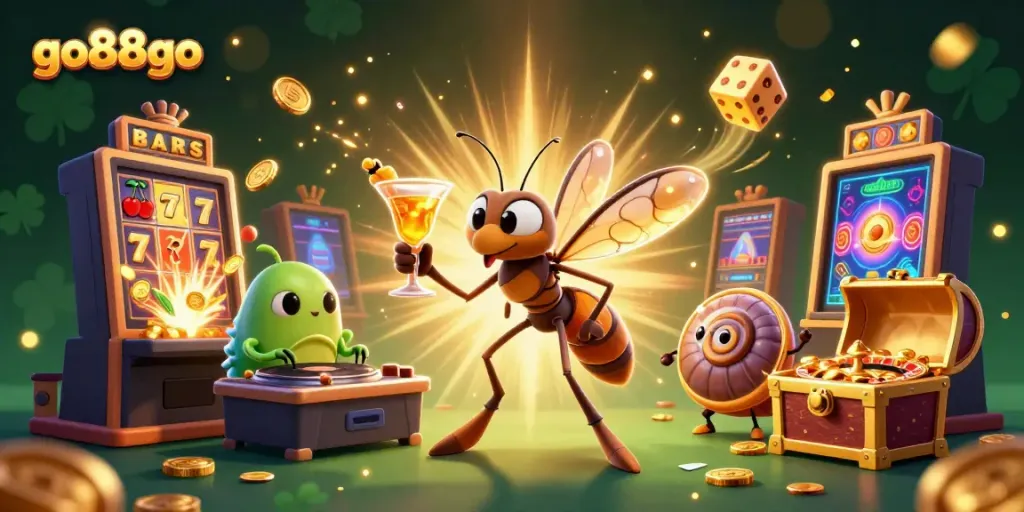 Engage with the dynamic world of go88go, featuring a lively casino scene with unique characters.