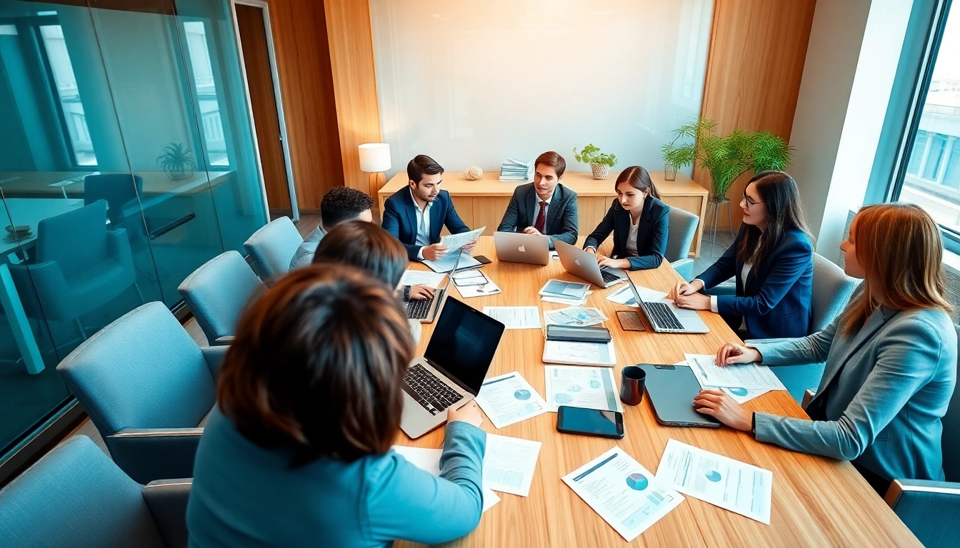 기업매각strategies discussed in a professional meeting setting with diverse participants.