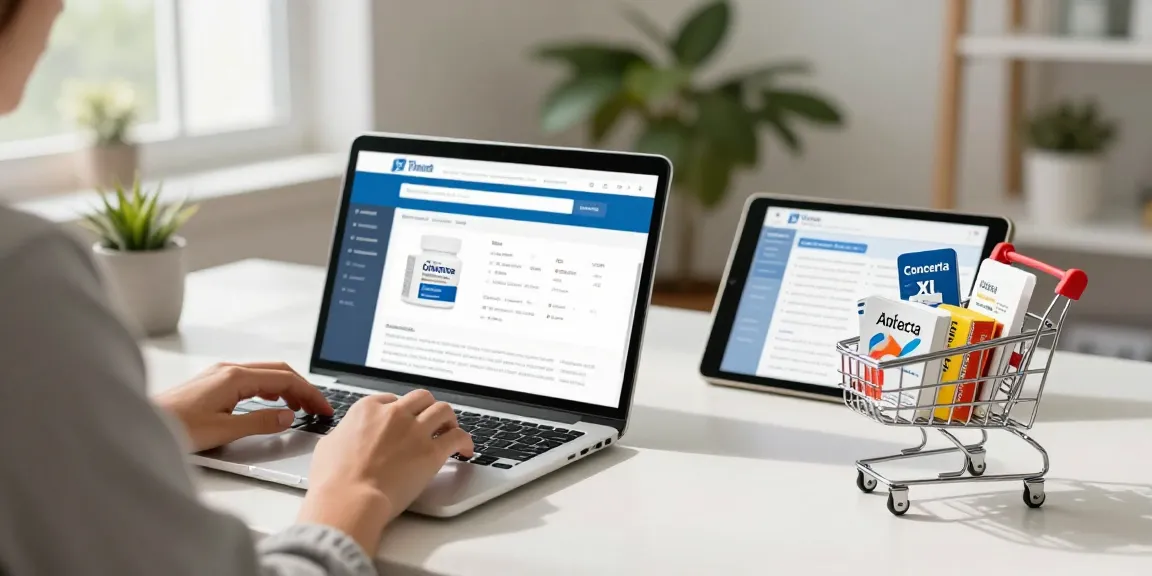 Buy Concerta XL UK online shopping experience at home, focusing on e-commerce and product convenience.