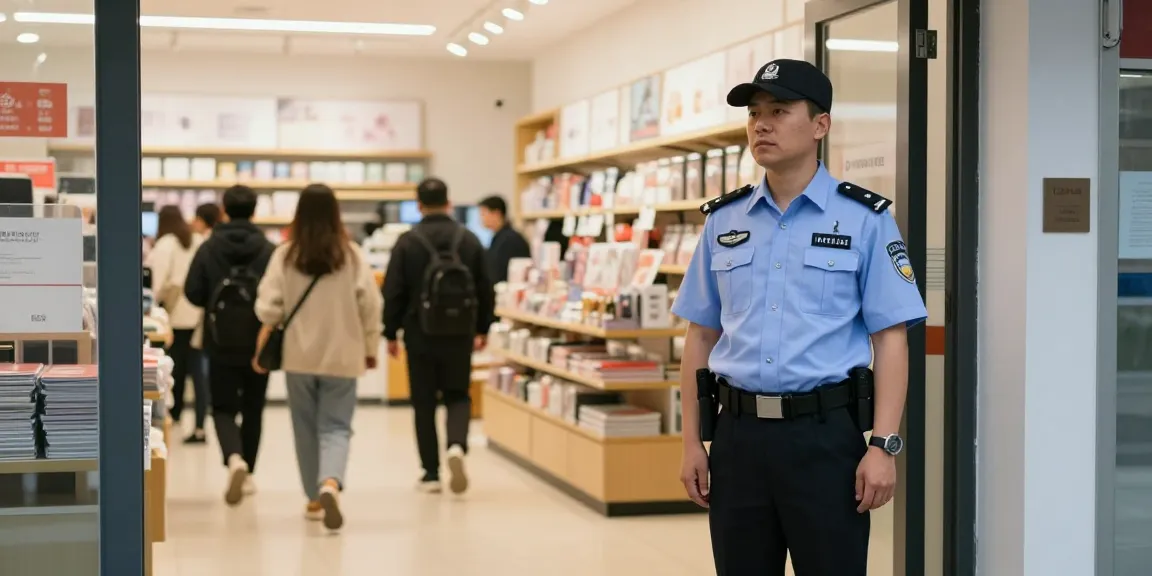 Professional Security Guard ensuring safety at local retail store.