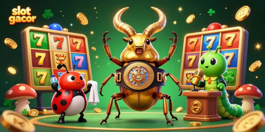 Experience the excitement of slot gacor in this vibrant 3D scene with unique characters and casino elements.