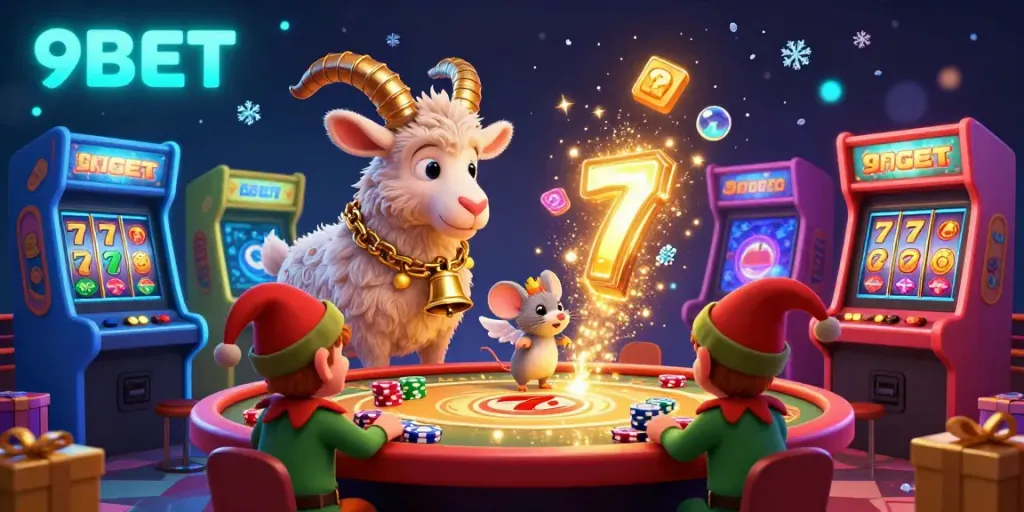 Experience the exciting holiday-horror casino scene at 9BET with fun characters and vivid gaming elements.