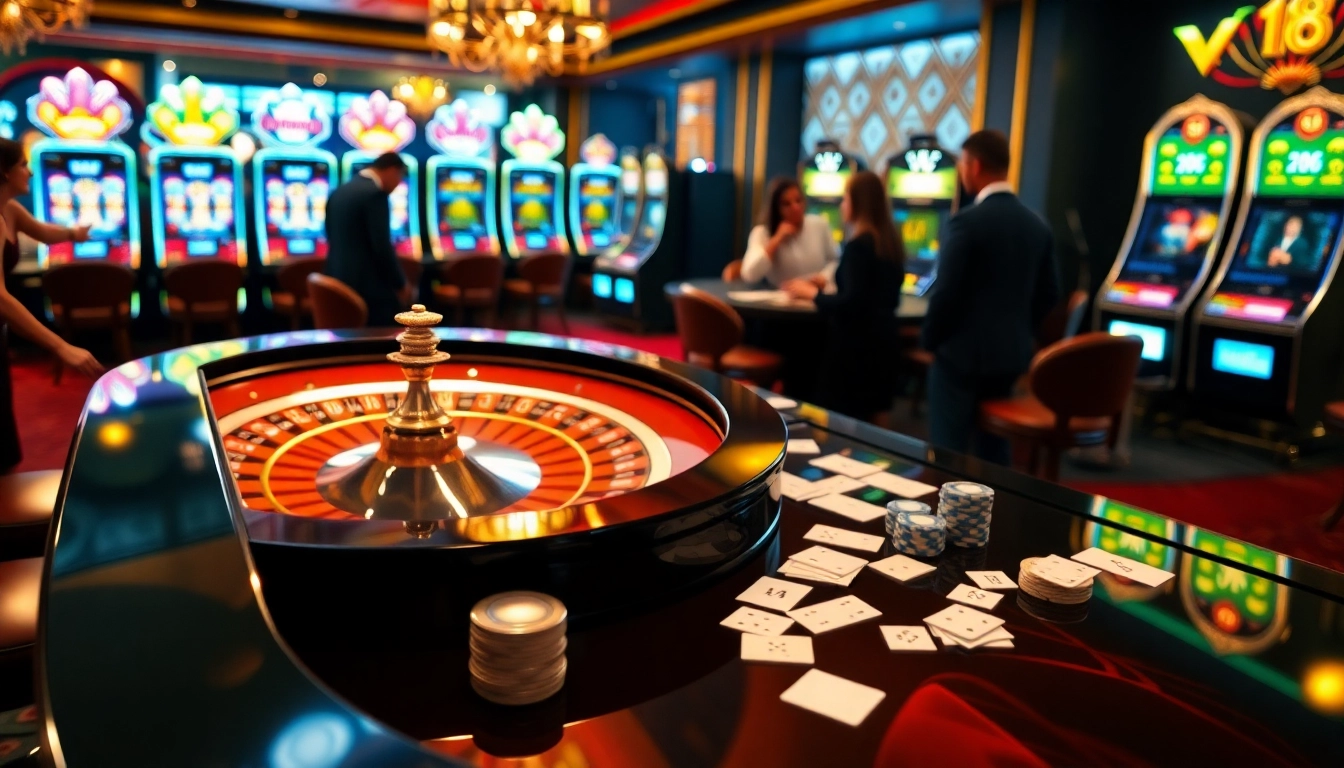 Experience the thrill of ww88 at a luxurious casino with roulette and slot machines.