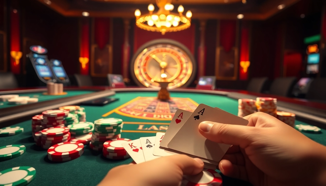 Magrehistro: Players engaging in high-stakes gambling at a luxurious casino table.