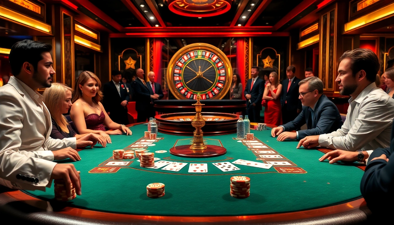 Experience the thrill of a casino game with 88i poker chips and players at an inviting table.