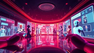Explore the innovative world of nsfw ai chatbots in a futuristic digital landscape with engaging interfaces.