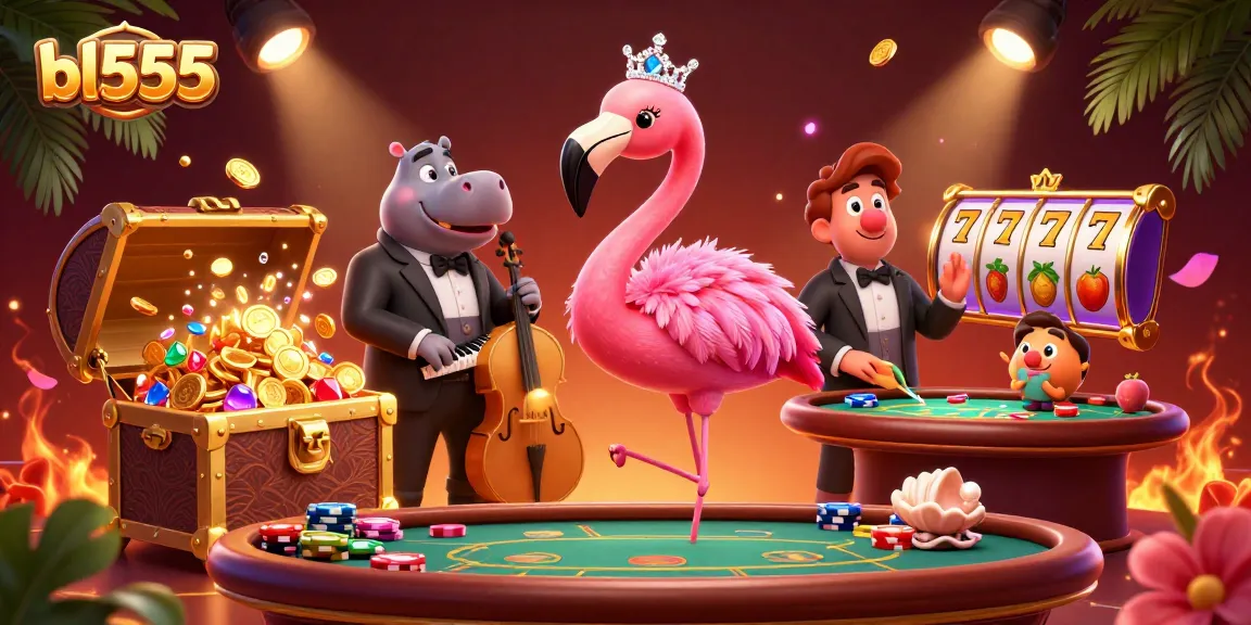 Experience thrilling gaming at bl555 with vibrant casino characters and dynamic gambling elements.
