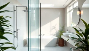 Enjoy luxurious elegance with beautiful showers in a modern bathroom setting.