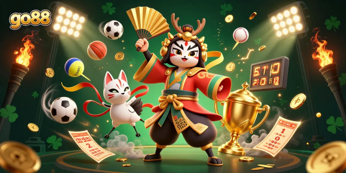 Experience thrilling gaming action at go88 with vibrant characters and sports elements.