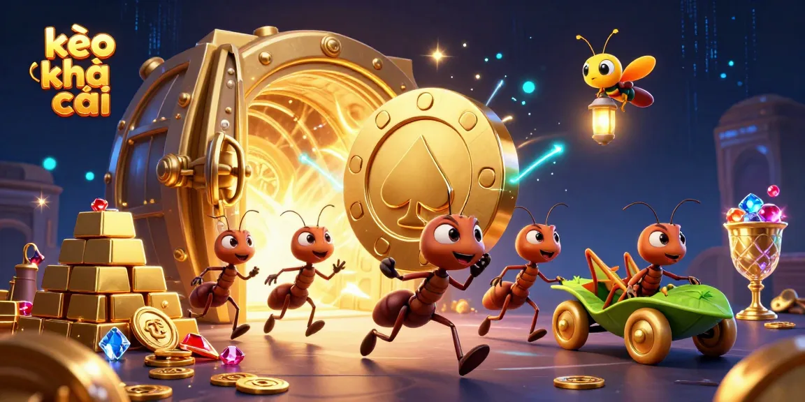 Experience thrilling action with kèo nhà cái through a heist scene featuring ants, a grasshopper, and dazzling treasure.