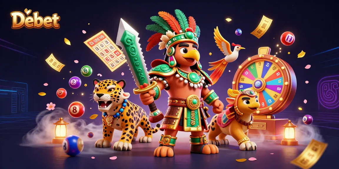 Engage with Debet's vibrant 3D lottery scene featuring dynamic game elements and colorful characters.