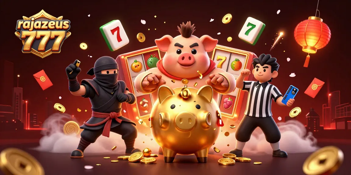Experience the thrill of rajazeus 777 with golden jackpots and slot fun in this captivating illustration.