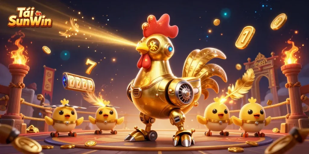 Tải SunWin offers engaging slots with a vibrant 3D casino setting filled with golden elements and dynamic gameplay.