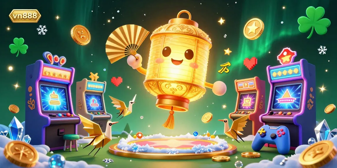 Engage in thrilling experiences with vn888's vibrant casino gaming scene filled with lucky symbols and arcade action.